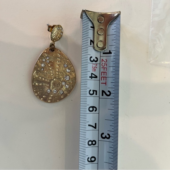 Gold Dangle Earrings with Crystal Accents - Picture 8 of 8